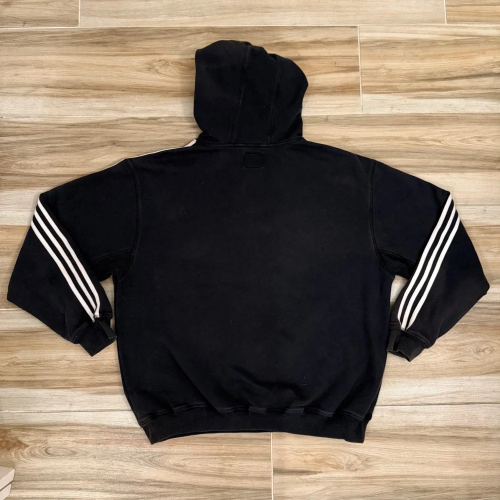 Rare Vtg 2005 Adidas Muhammad Ali Hoodie Black White 3 Stripe Boxing Pullover XL